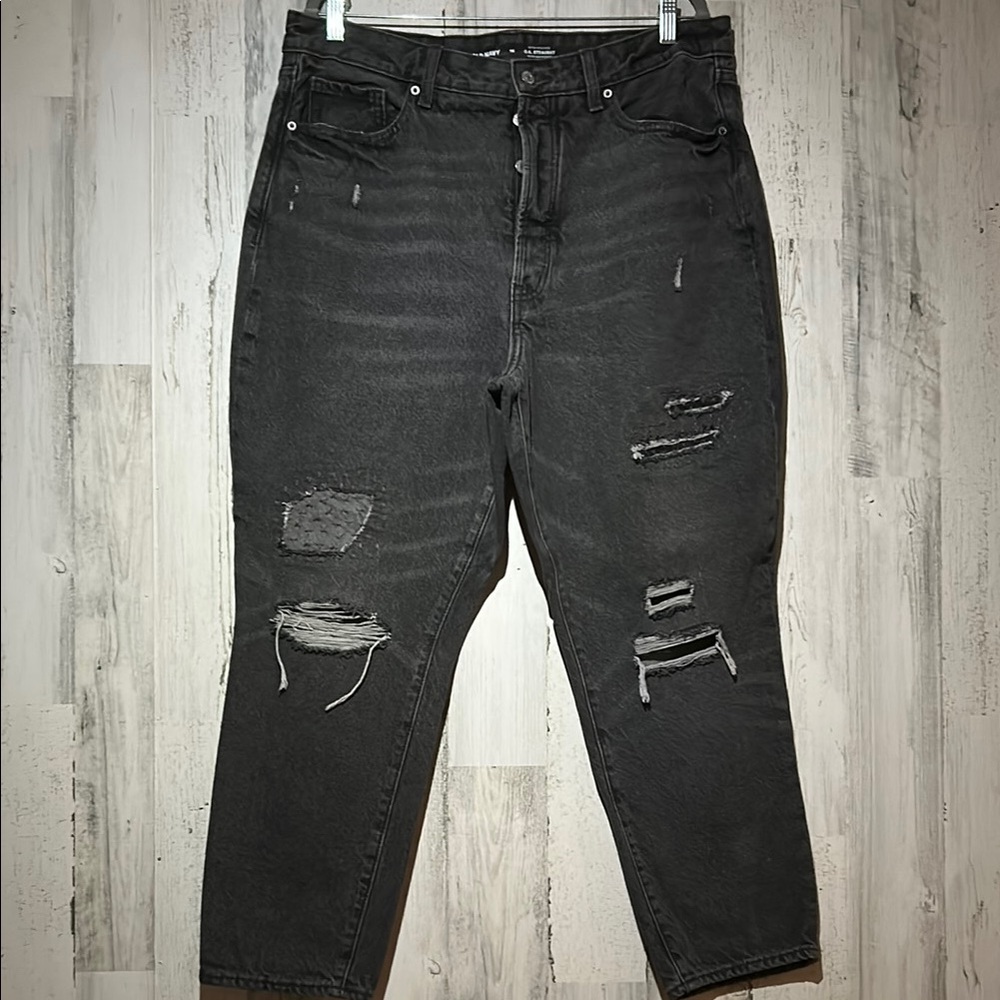 Old Navy Black High Rise Distressed Jeans